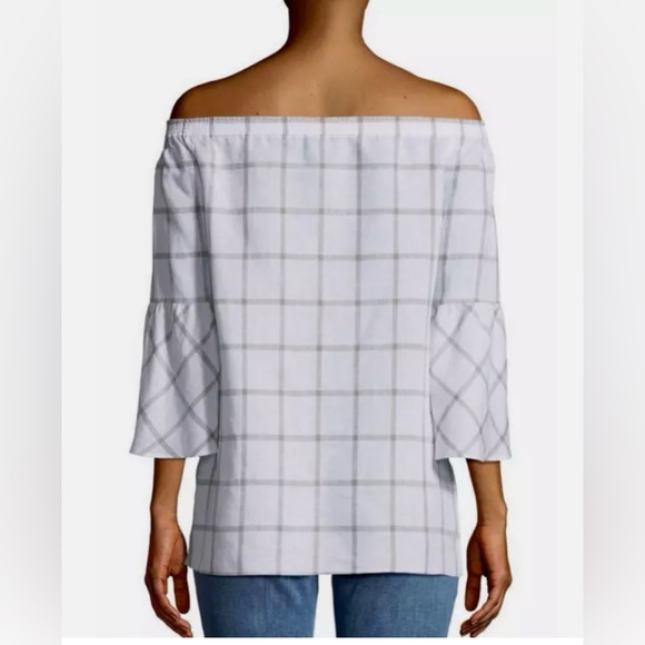 Lafayette 148 New York 100% Linen Blouse Size XL White & Gray - Picture 2 of 6